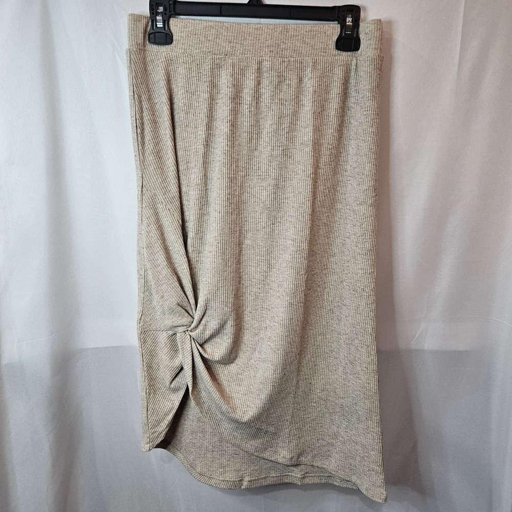 Threads For Thought Ribbed Knit Skirt With A Side Knot Asymmetrical Heathered